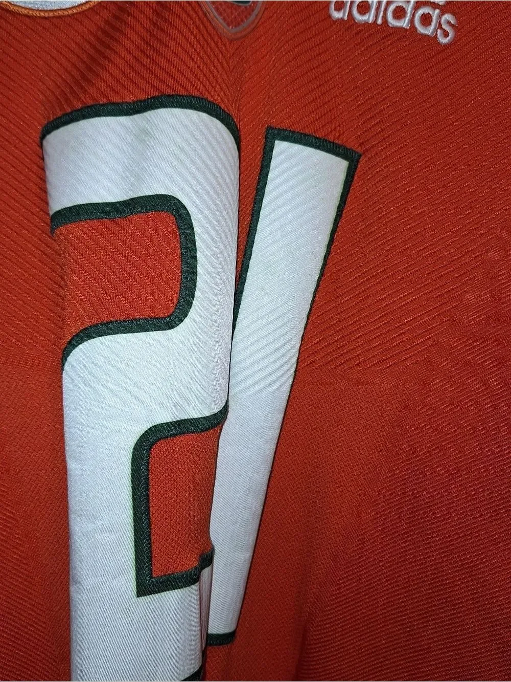 Addidas Hurricanes Orange Football Jersey with White & Green Accents #21 2XL